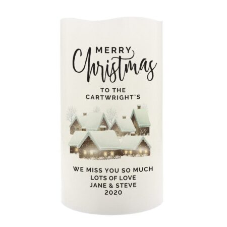 Personalised christmas town led candle