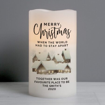 Personalised christmas town led candle