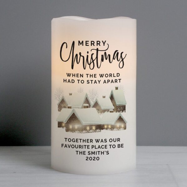 Personalised Christmas Town LED Candle: 2 - LED Lighting By Gift Moments