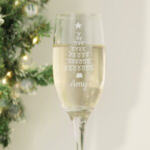 Personalised Christmas Tree Glass Flute: 2 - Champagne Flutes By Gift Moments