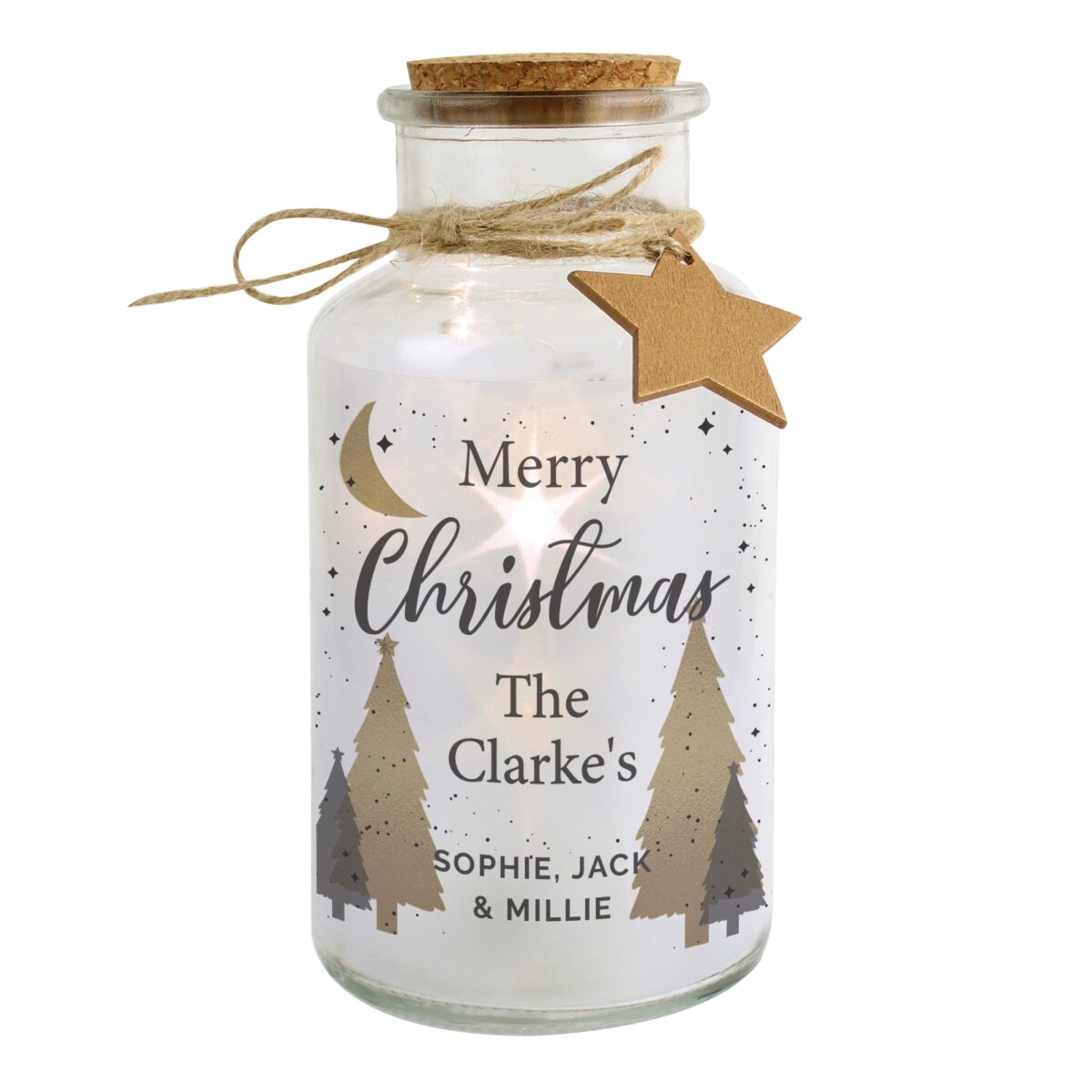 Personalised Christmas Tree LED Glass Jar: 4 - LED Lighting By Gift Moments