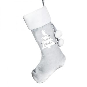 Personalised Christmas Tree Luxury Silver Grey Stocking: 4 - Christmas Stockings By Gift Moments