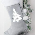 Personalised Christmas Tree Luxury Silver Grey Stocking: 1 - Christmas Stockings By Gift Moments