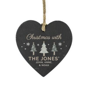 Personalised Christmas Tree Slate Heart Ornament: 5 - Christmas Decorations By Gift Moments