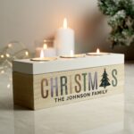 Personalised Christmas Tree Triple Tea Light Box: 1 - Candle Holders By Gift Moments