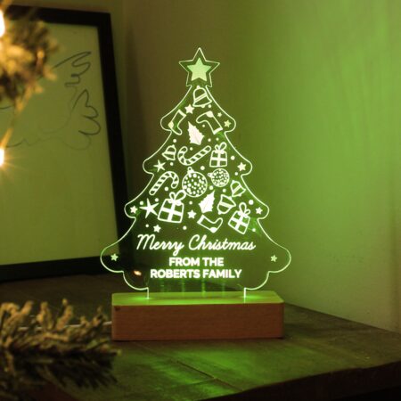Personalised christmas tree wooden based led light