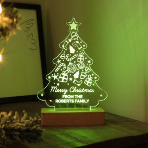 Personalised Christmas Tree Wooden Based LED Light: 6 - LED Lighting By Gift Moments