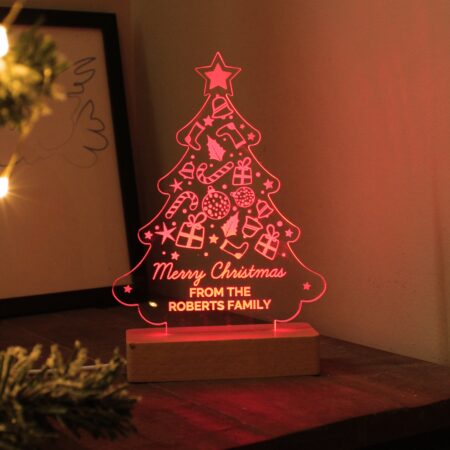 Personalised christmas tree wooden based led light