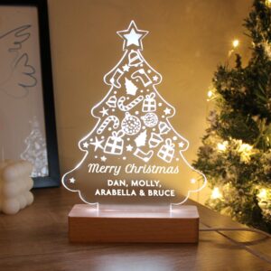 Personalised Christmas Tree Wooden Based LED Light: 1 - LED Lighting By Gift Moments