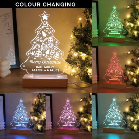 Personalised christmas tree wooden based led light