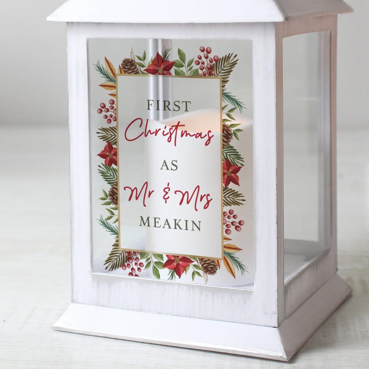 Personalised Christmas White LED Lantern: 4 - LED Lighting By Gift Moments