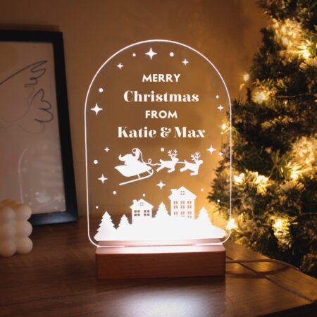 Personalised christmas wooden based led light