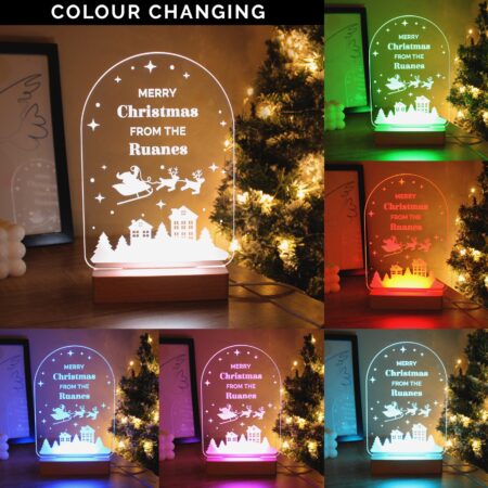 Personalised christmas wooden based led light