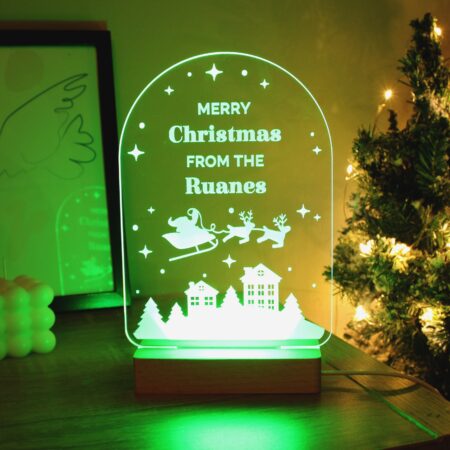 Personalised christmas wooden based led light