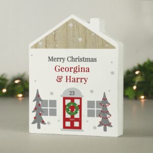 Personalised Christmas Wooden House Ornament: 4 - Ornaments By Gift Moments