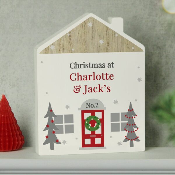 Personalised Christmas Wooden House Ornament: 1 - Ornaments By Gift Moments