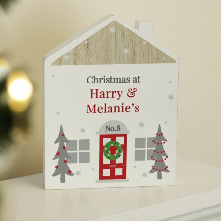 Personalised Christmas Wooden House Ornament: 3 - Ornaments By Gift Moments