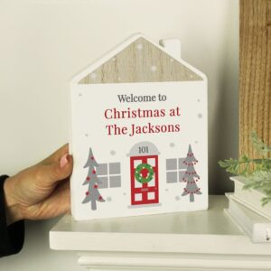 Personalised Christmas Wooden House Ornament: 2 - Ornaments By Gift Moments