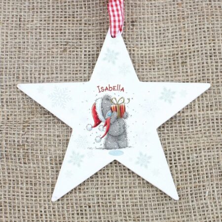 Personalised Me To You Christmas Wooden Star Decoration: 1 - Christmas Decorations