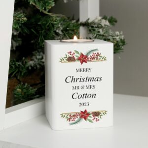 Personalised Christmas Wooden Tealight Holder: 1 - Candle Holders By Gift Moments