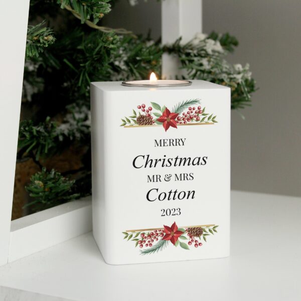 Personalised Christmas Wooden Tealight Holder: 1 - Candle Holders By Gift Moments