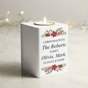 Personalised Christmas Wooden Tealight Holder: 4 - Candle Holders By Gift Moments