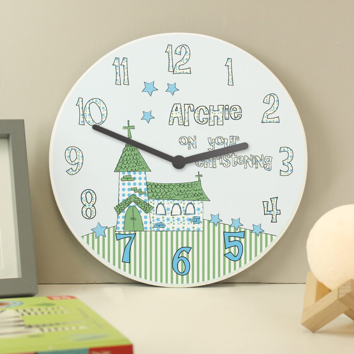 Personalised Church Boys Christening Clock: 2 - Clocks By Gift Moments