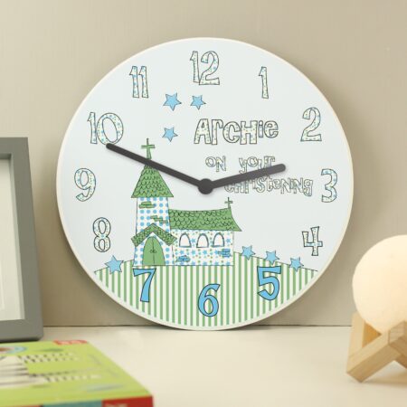 Personalised Church Boys Christening Clock: 2 - Clocks By Gift Moments