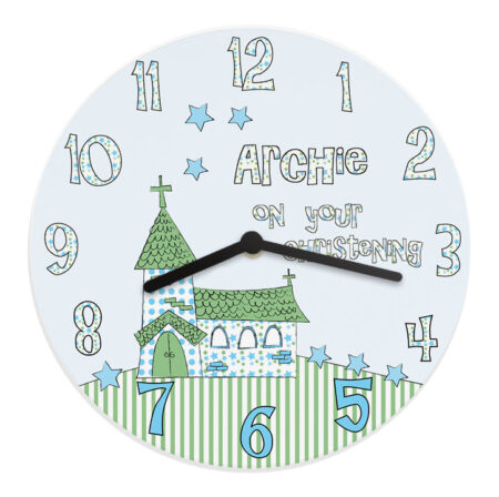 Personalised Church Boys Christening Clock: 4 - Clocks By Gift Moments