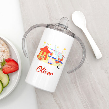 Personalised circus kids sippy cup