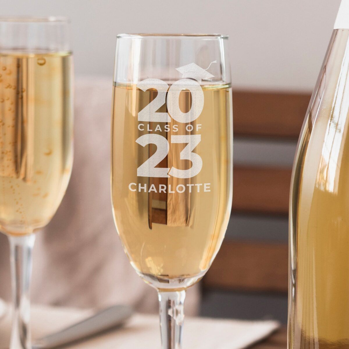 Personalised Class of Graduation Flute: 2 - Champagne Flutes By Gift Moments