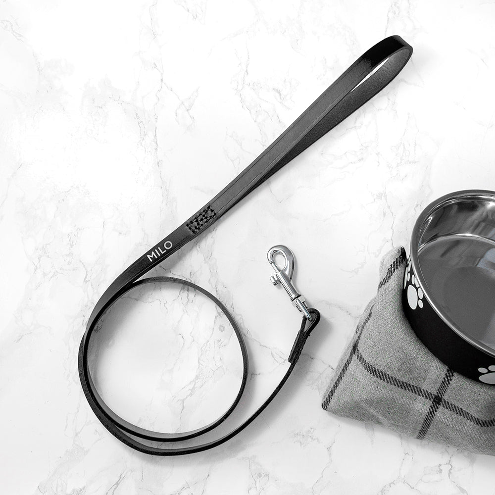 Personalised Black Leather Dog Lead: 5 - Pet Products By Gift Moments