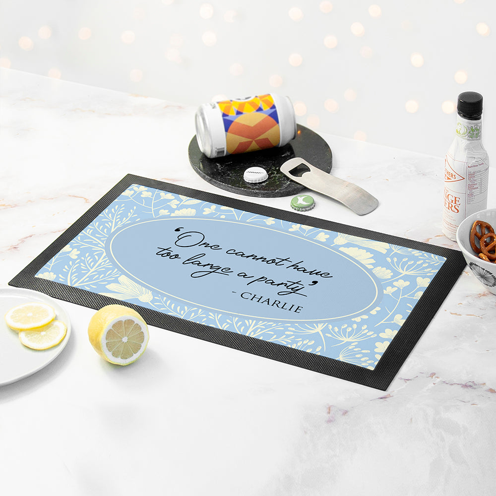 Personalised Classic Floral Quote Bar Mat: 3 - Barware By Gift Moments
