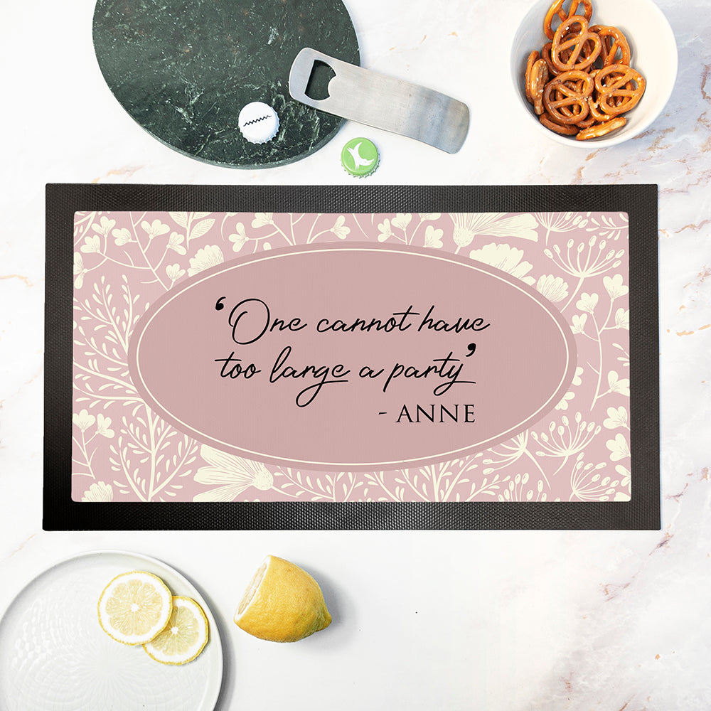 Personalised Classic Floral Quote Bar Mat: 2 - Pink - Barware By Gift Moments