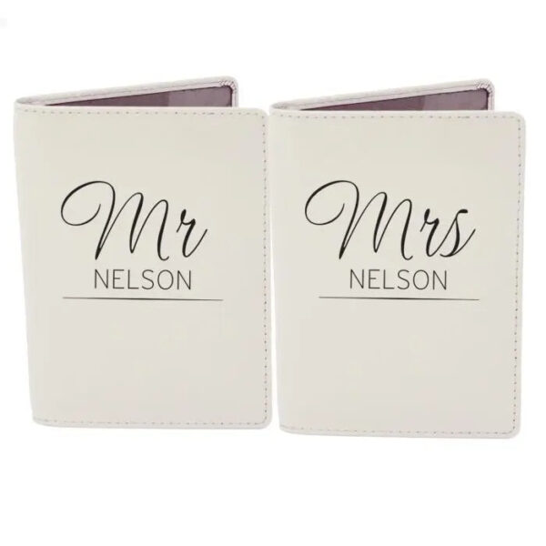 Personalised Classic Mr & Mrs Cream Passport Holders: 2 - Passport Holders By Gift Moments