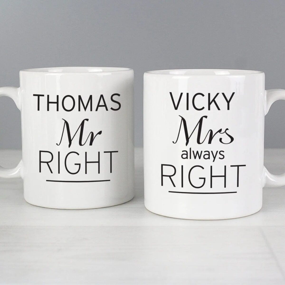 Personalised Classic Mr Right/Mrs Always Right Mug Set: 1 - Mugs By Gift Moments