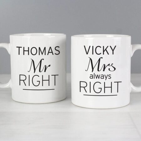 Personalised Classic Mr Right/Mrs Always Right Mug Set: 1 - Mugs By Gift Moments