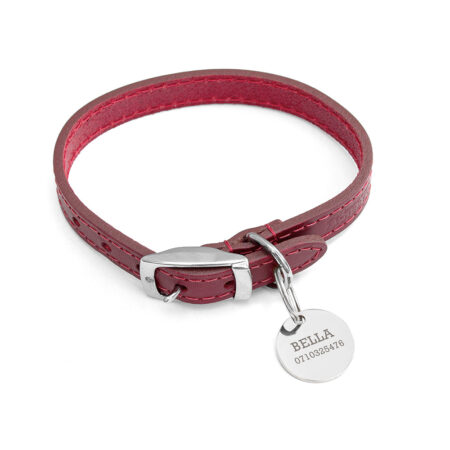 Personalised Red Leather Dog Collar with Tag: 6 - Pet Products By Gift Moments