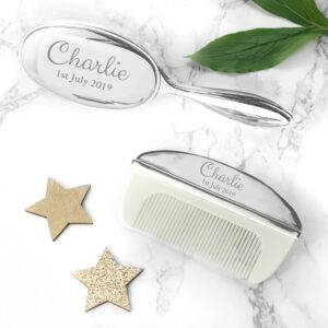 Personalised Classic Silver Plated Baby Brush & Comb Set: 5 - Baby By Gift Moments