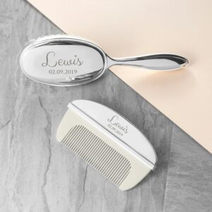 Personalised Classic Silver Plated Baby Brush & Comb Set: 2 - Baby By Gift Moments