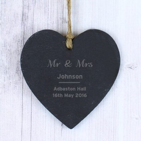 Personalised Classic Slate Heart Decoration: 1 - Decorations By Gift Moments