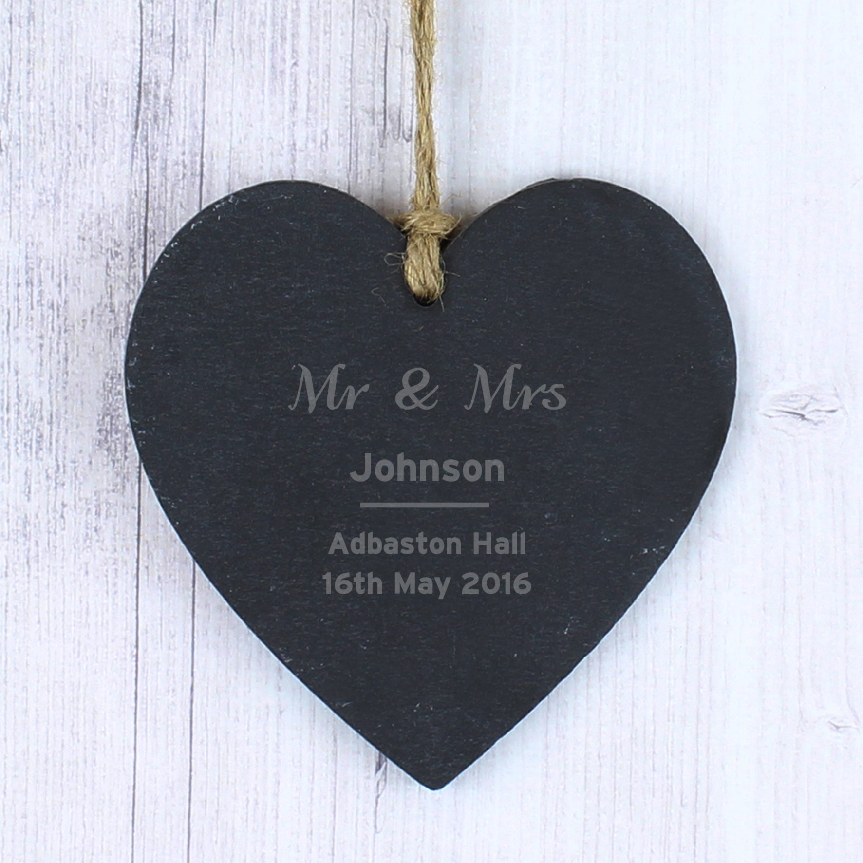 Personalised Classic Slate Heart Decoration: 1 - Decorations By Gift Moments