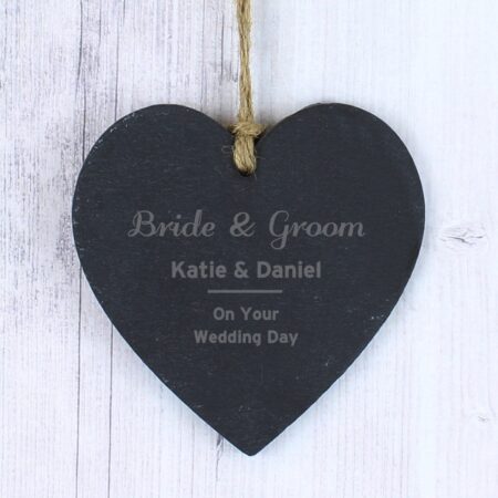 Personalised Classic Slate Heart Decoration: 2 - Decorations By Gift Moments