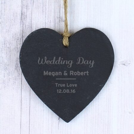Personalised Classic Slate Heart Decoration: 4 - Decorations By Gift Moments