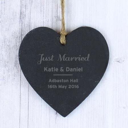 Personalised Classic Slate Heart Decoration: 3 - Decorations By Gift Moments