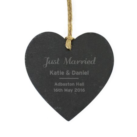 Personalised Classic Slate Heart Decoration: 5 - Decorations By Gift Moments