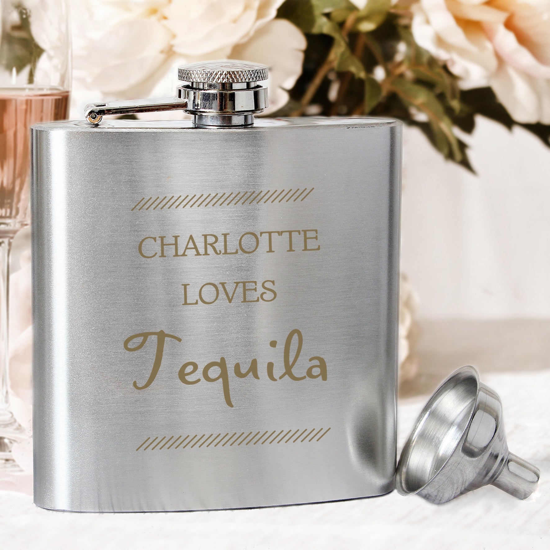 Personalised Classic Stainless Steel Hip Flask: 1 - Hip Flasks By Gift Moments