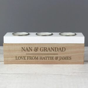 Personalised Classic Triple Tea Light Box: 4 - Candle Holders By Gift Moments