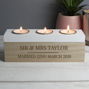 Personalised Classic Triple Tea Light Box: 2 - Candle Holders By Gift Moments
