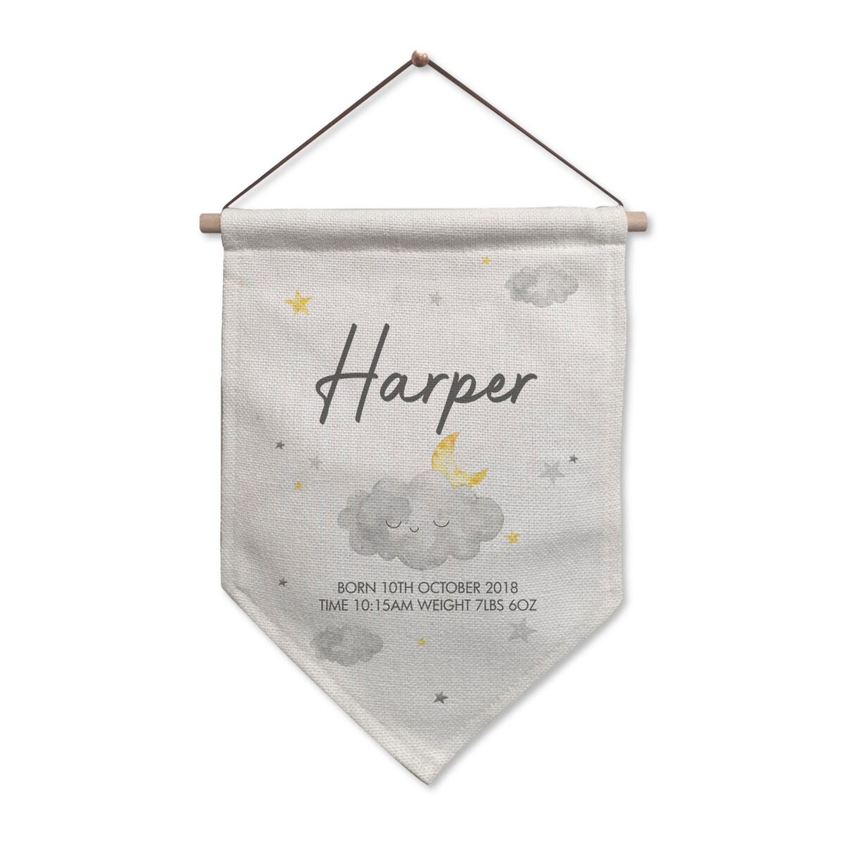 Personalised Cloud Free Text Hanging Banner: 2 - Banners By Gift Moments